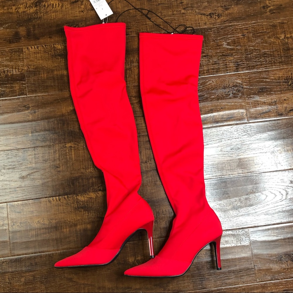 Norina over the knee heel boots Red-Stretch